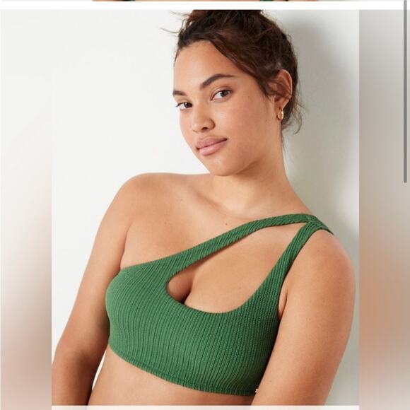 NEW PINK Victoria's Secret One Shoulder Swim Top Size Medium - Picture 2 of 12